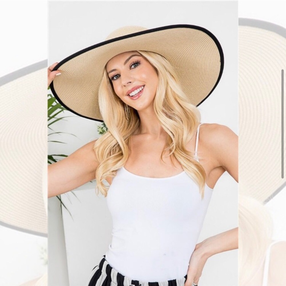 LAST ONE: Summer hat with Panama brim and braided strap - Picture 1 of 10